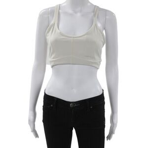 Le Ore Womens Sports Bra Ivory Scoop Neck Solid Size M